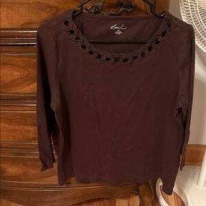 Kim Rogers Women's Chocolate Blouse with Cutout Detail